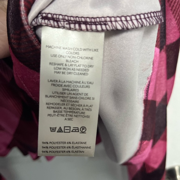Maeve Anthropologie Velvet Babydoll Top pink brown plaid puff NWT Large - Picture 8 of 9